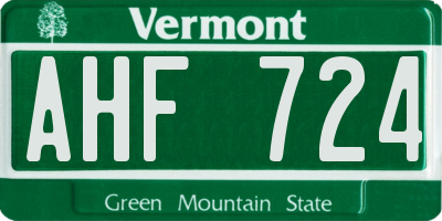 VT license plate AHF724