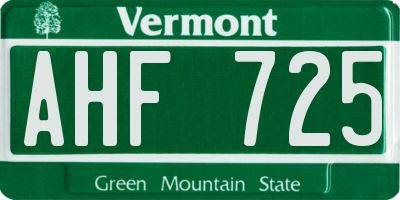 VT license plate AHF725