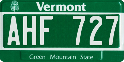 VT license plate AHF727