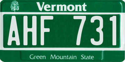 VT license plate AHF731