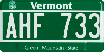 VT license plate AHF733