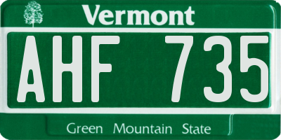 VT license plate AHF735