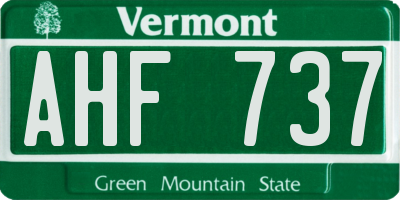 VT license plate AHF737