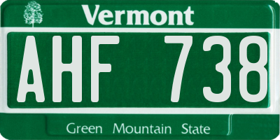 VT license plate AHF738