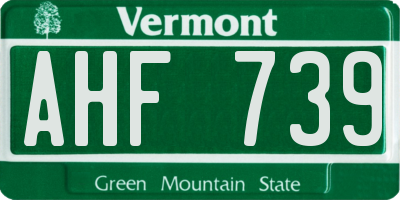 VT license plate AHF739