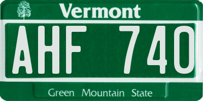 VT license plate AHF740