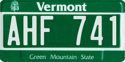 VT license plate AHF741