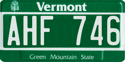VT license plate AHF746