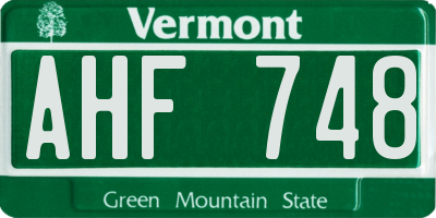 VT license plate AHF748