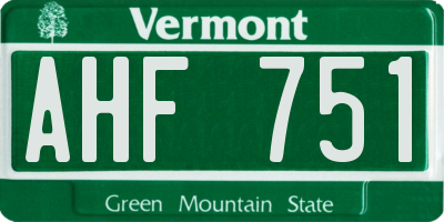 VT license plate AHF751
