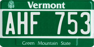 VT license plate AHF753