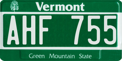 VT license plate AHF755