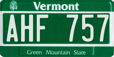 VT license plate AHF757