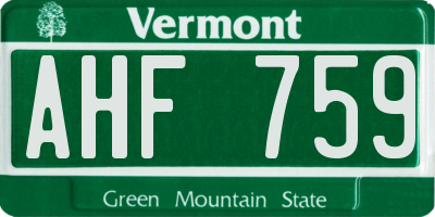 VT license plate AHF759