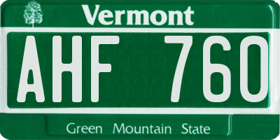 VT license plate AHF760