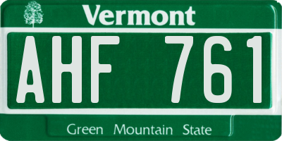 VT license plate AHF761