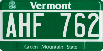 VT license plate AHF762