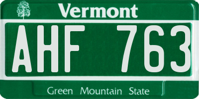 VT license plate AHF763