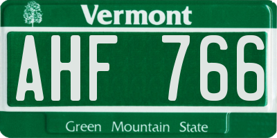 VT license plate AHF766
