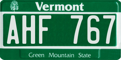 VT license plate AHF767