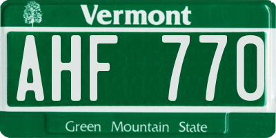 VT license plate AHF770