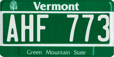 VT license plate AHF773