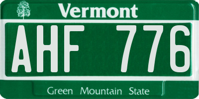VT license plate AHF776