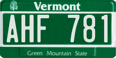 VT license plate AHF781