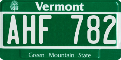 VT license plate AHF782