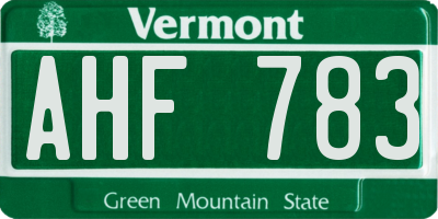 VT license plate AHF783