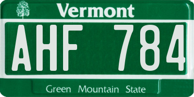 VT license plate AHF784