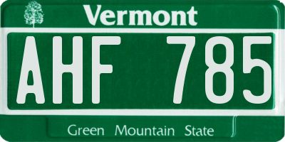 VT license plate AHF785