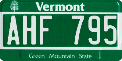 VT license plate AHF795