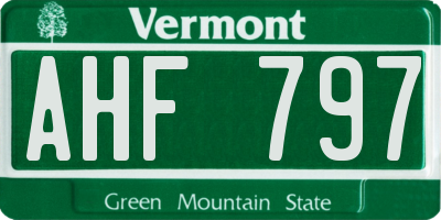 VT license plate AHF797
