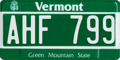 VT license plate AHF799