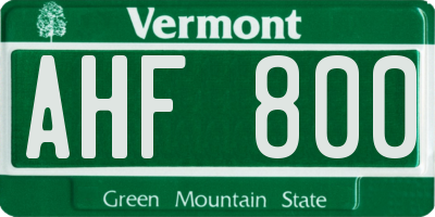 VT license plate AHF800