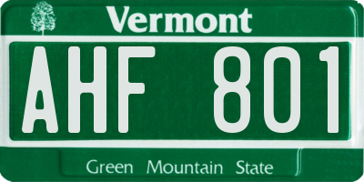 VT license plate AHF801