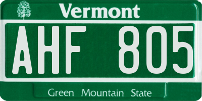 VT license plate AHF805