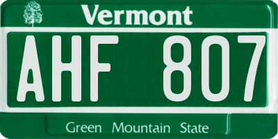VT license plate AHF807