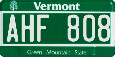 VT license plate AHF808