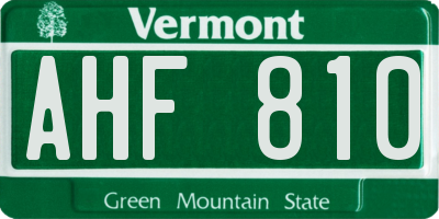 VT license plate AHF810