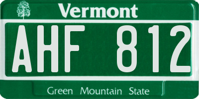 VT license plate AHF812