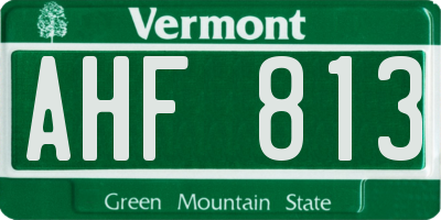VT license plate AHF813