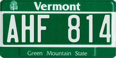 VT license plate AHF814