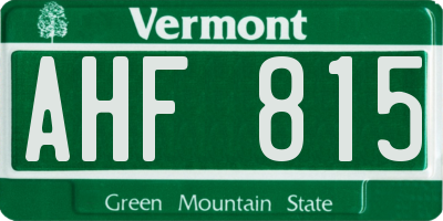 VT license plate AHF815