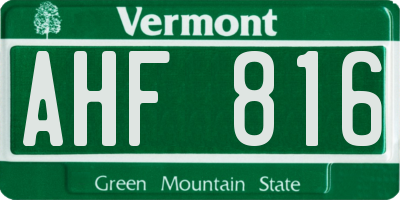 VT license plate AHF816