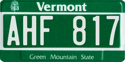 VT license plate AHF817