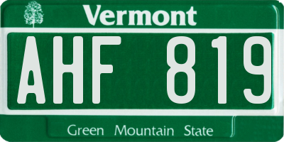 VT license plate AHF819