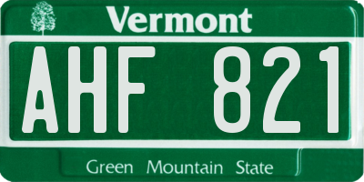 VT license plate AHF821