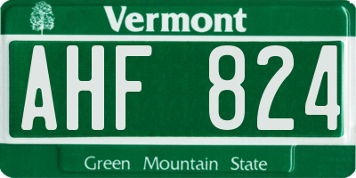 VT license plate AHF824
